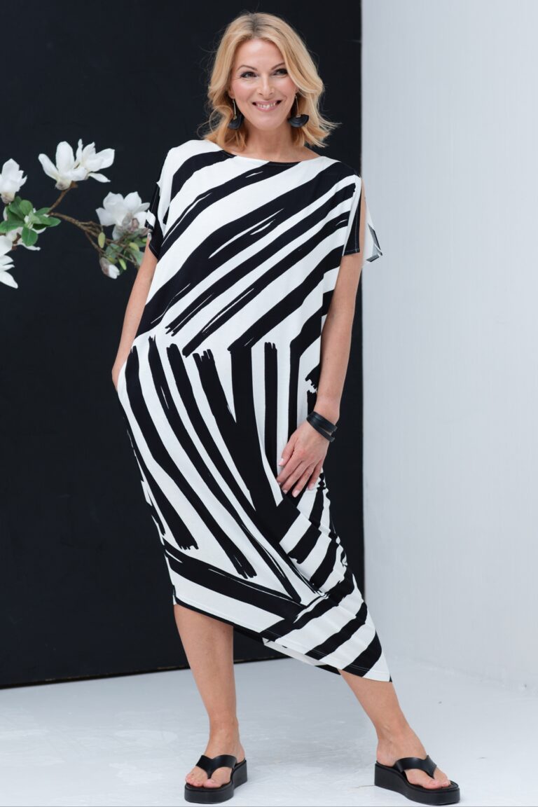 Striped asymmetric dress Meta