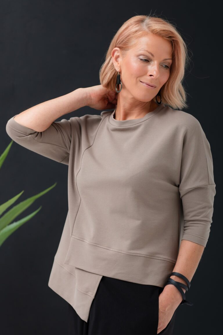 Asymmetrical sweatshirt Ifuku urban taupe JustMust