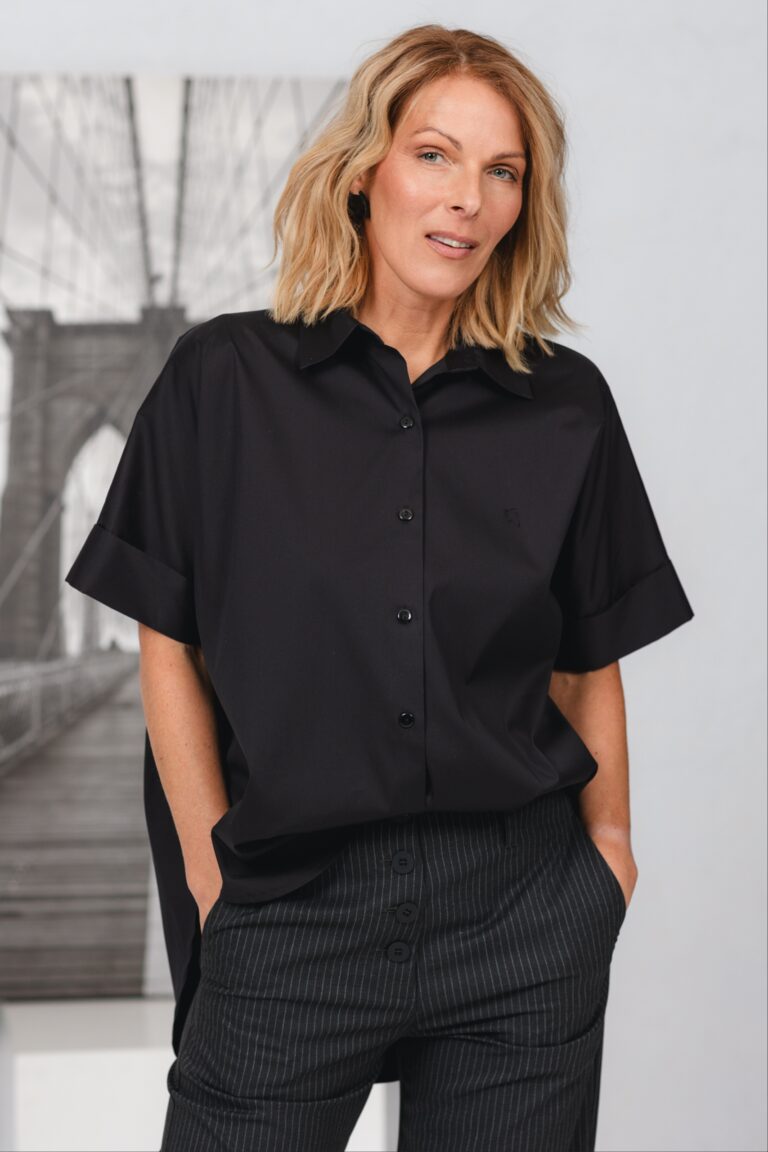 Black shirt blouse with oversized cut Gosei