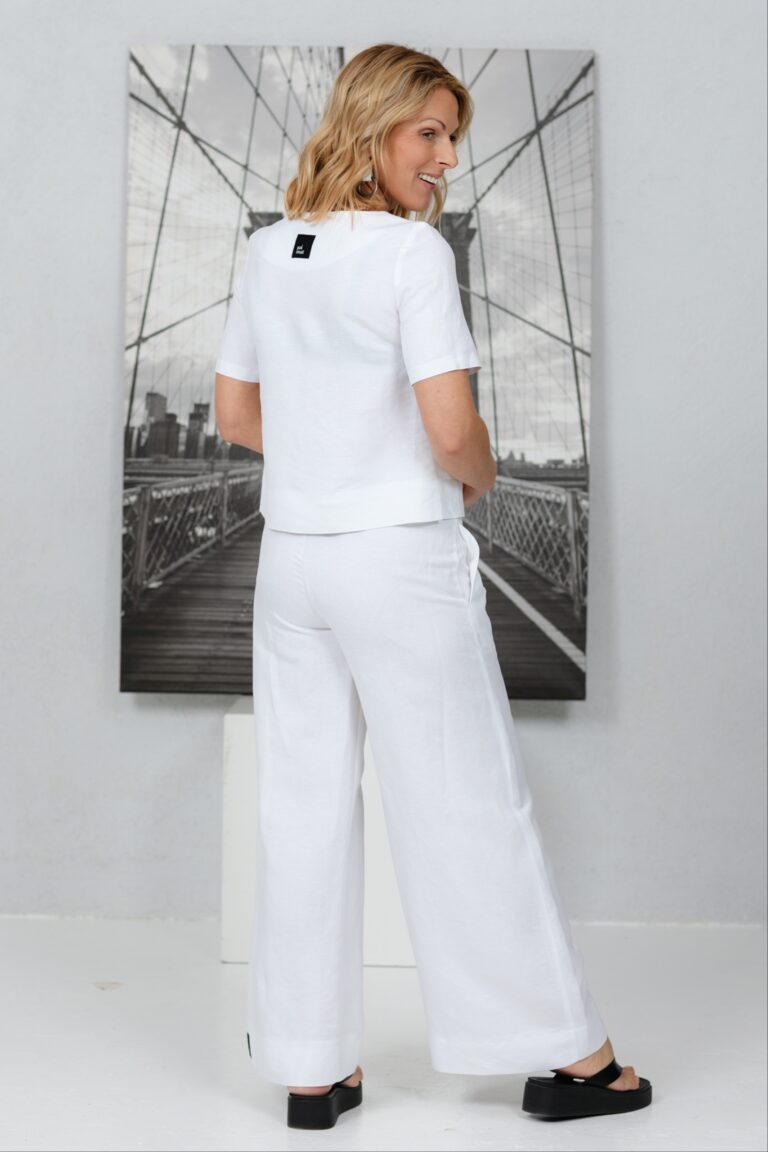 Wide pleated linen trousers Shiwa, white - Image 12