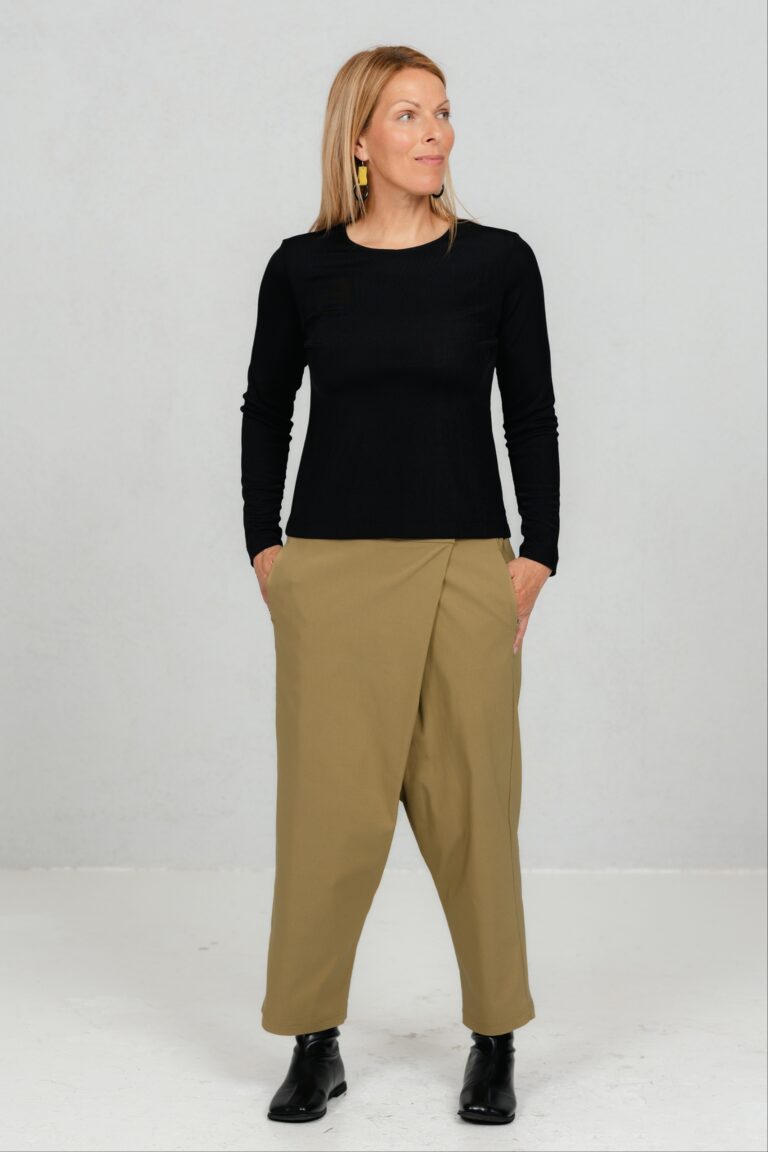 Yori, draped front trousers, dijon - Image 4