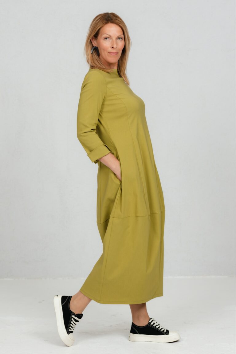 Lime green midi length balloon dress Akarui