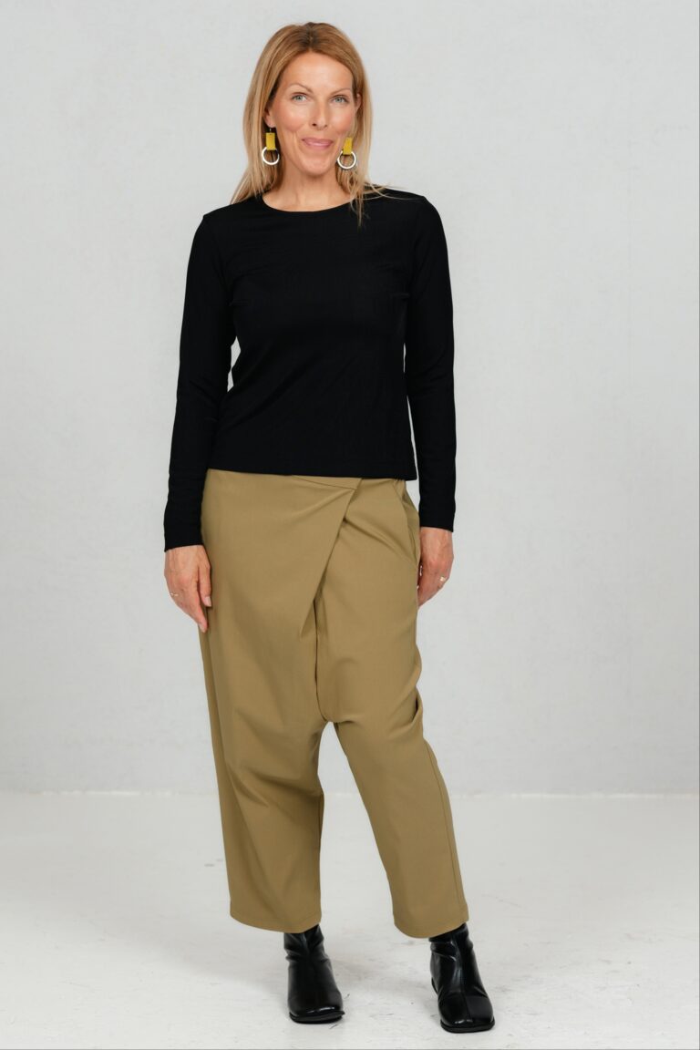 Yori, draped front trousers, dijon - Image 5