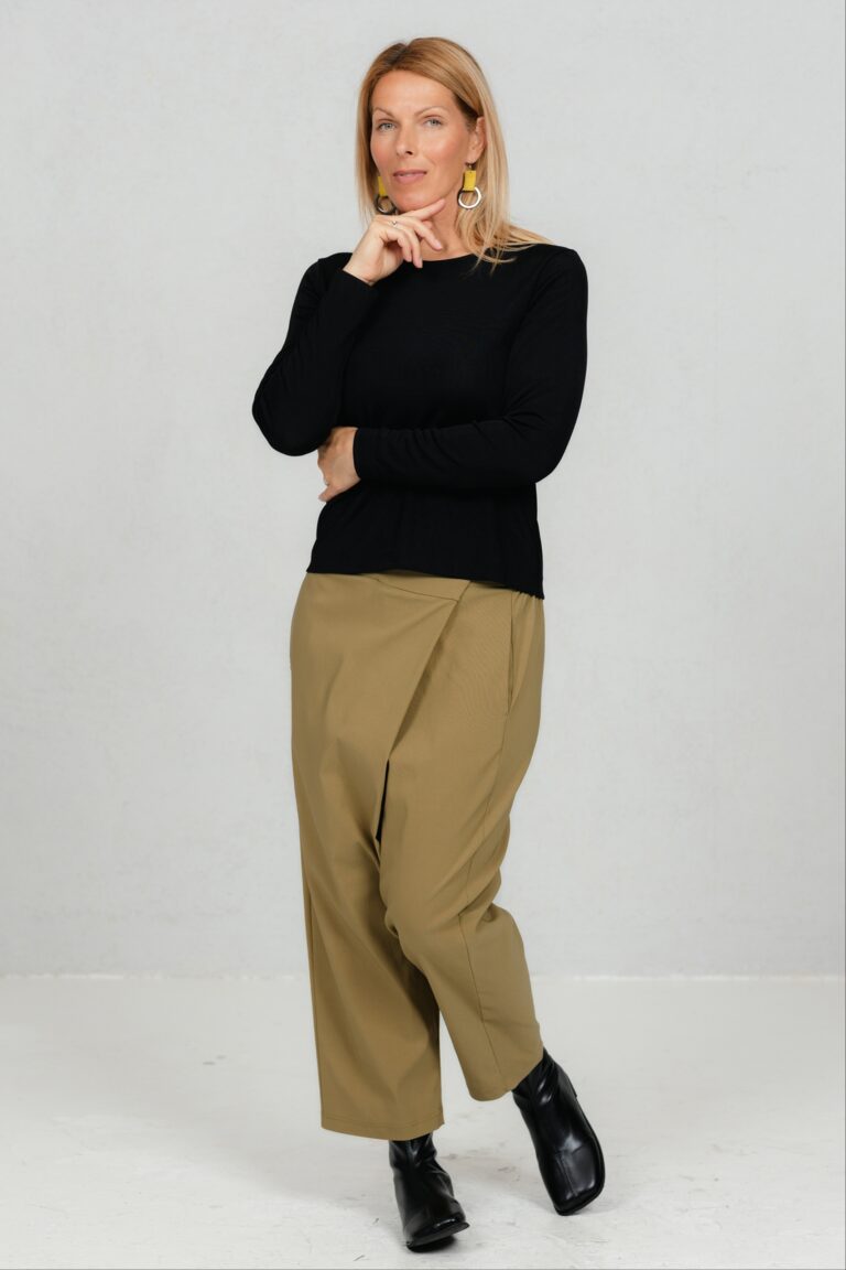 Yori, draped front trousers, dijon - Image 7