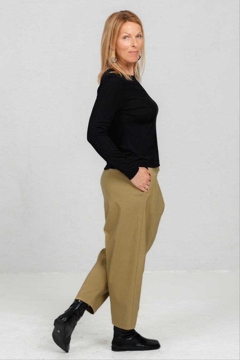 Yori, draped front trousers, dijon - Image 8