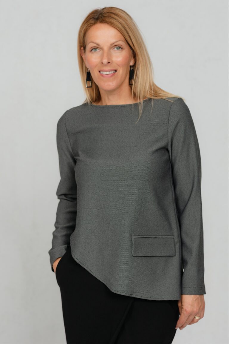 Grey blouse with asymmetric bottom Shikara