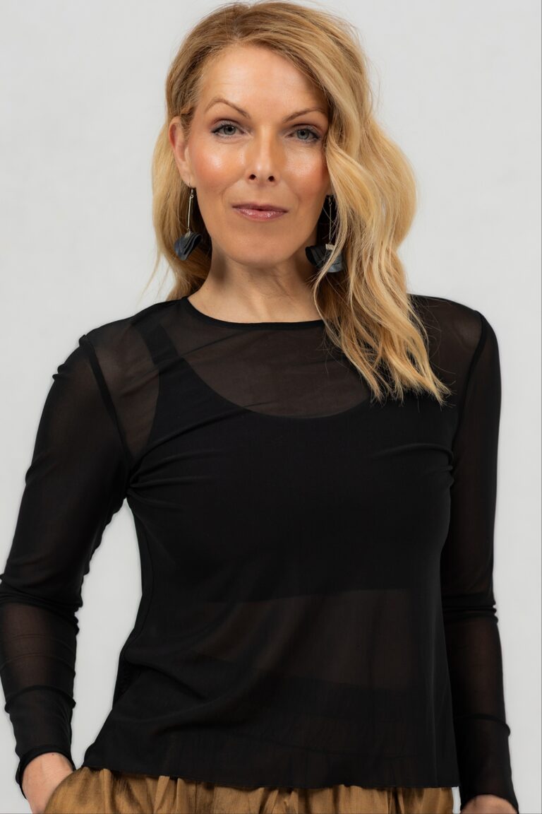 Tulle blouse Emi, black