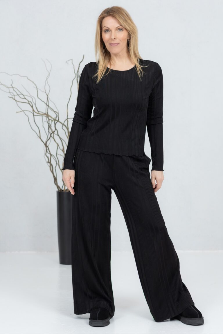 Taido, ribbed knitted fabric trousers