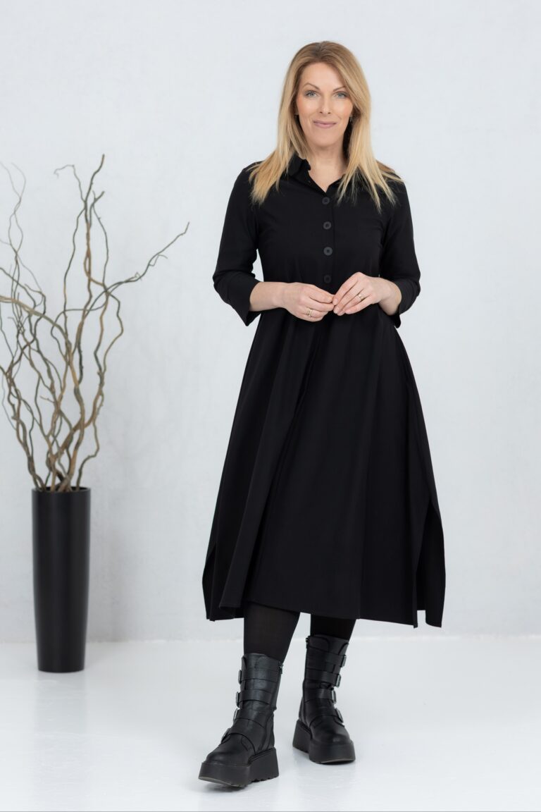 Nagai, asymmetrical midi dress, black