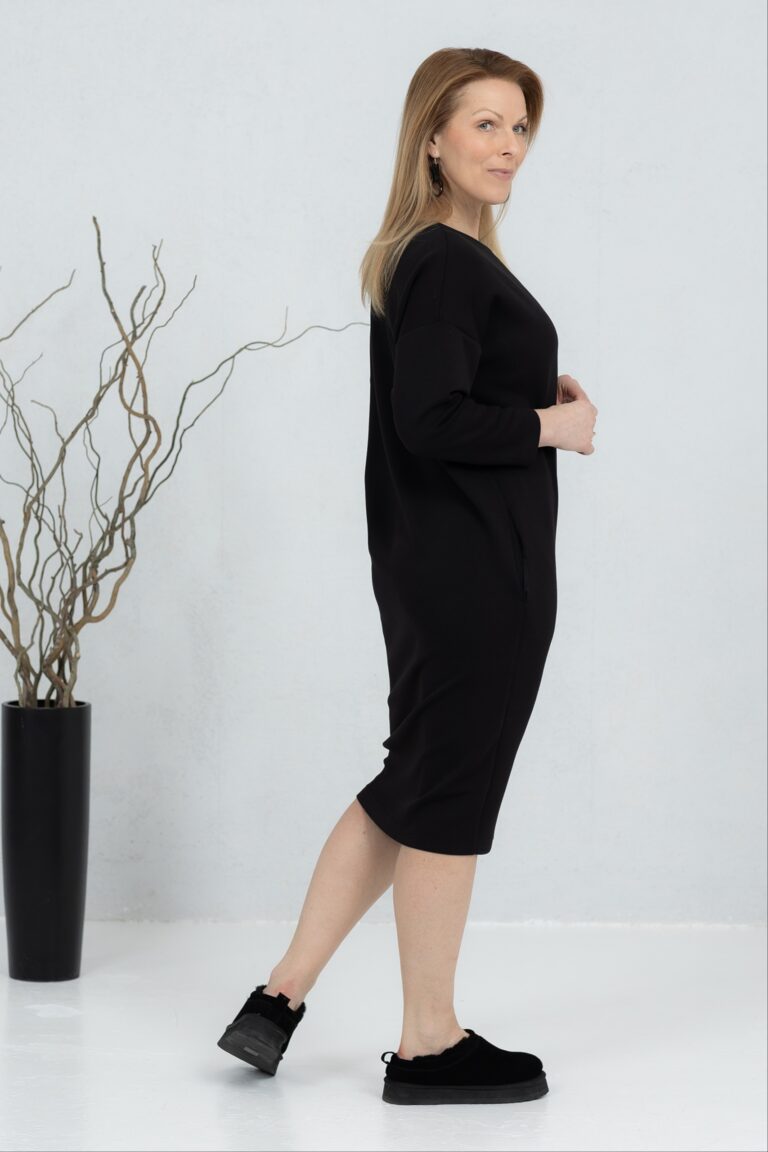 Pehme V-lõikeline viskooskleit Sanaka, must