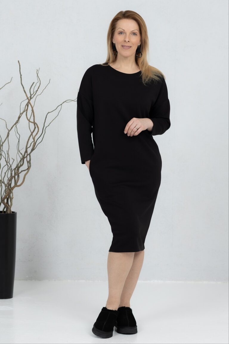 Soft V-neck viscose dress Sanaka, black