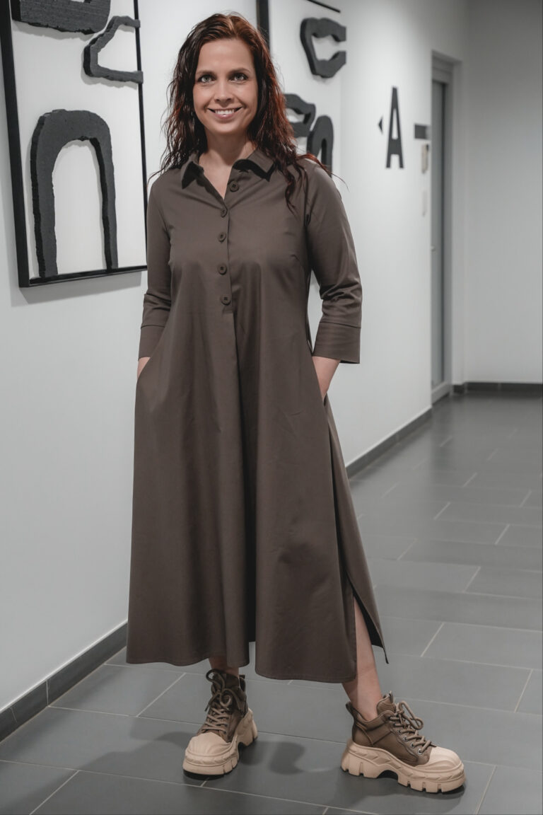 Midi dress Nagai brown