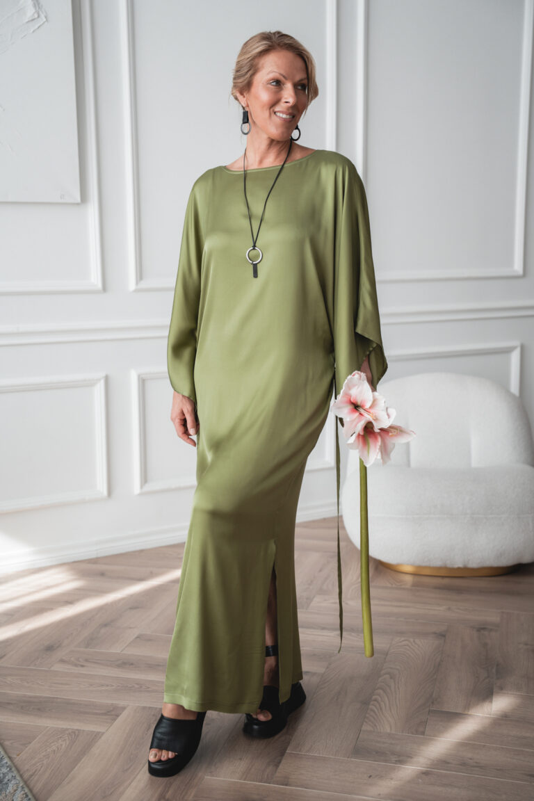 Sheer, kimono cut green dress