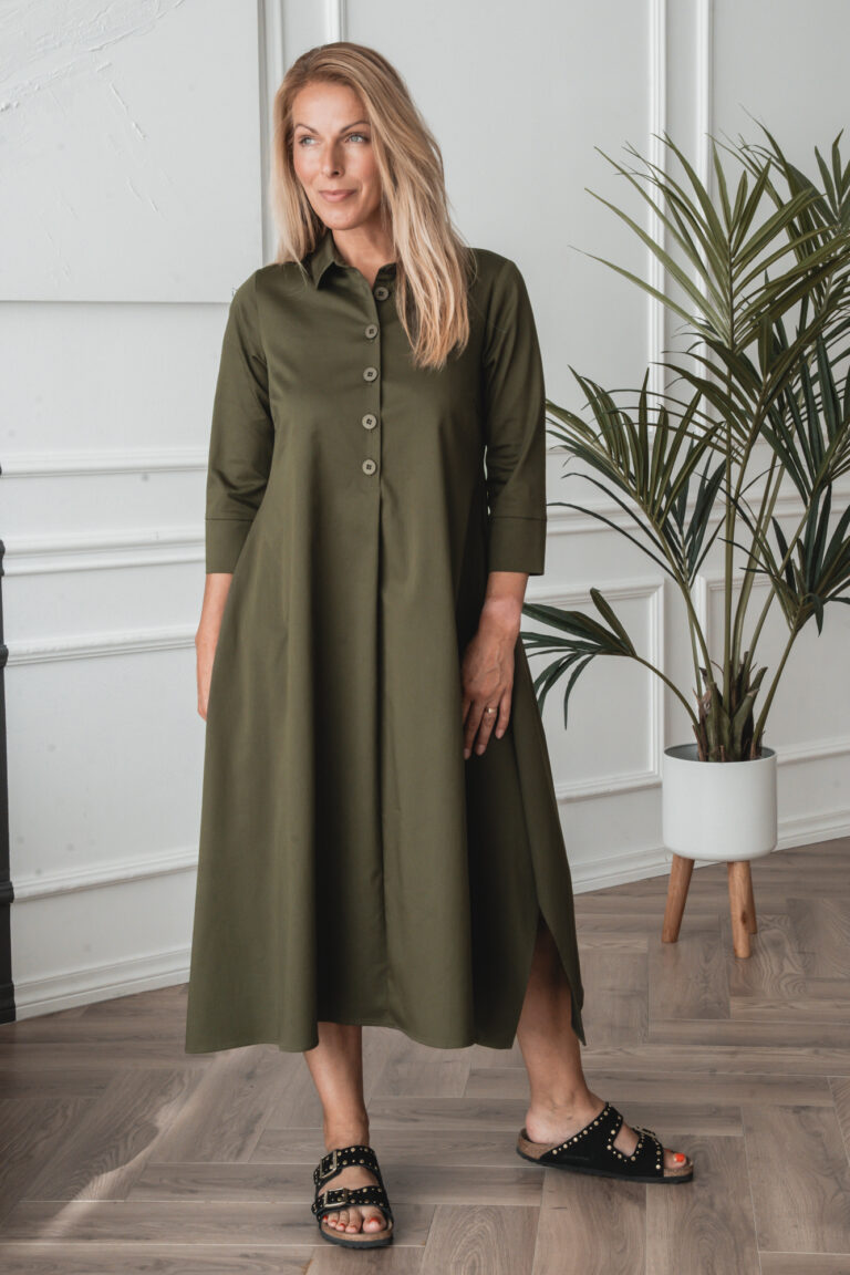 Khaki-Green Midi Dress by Nagai