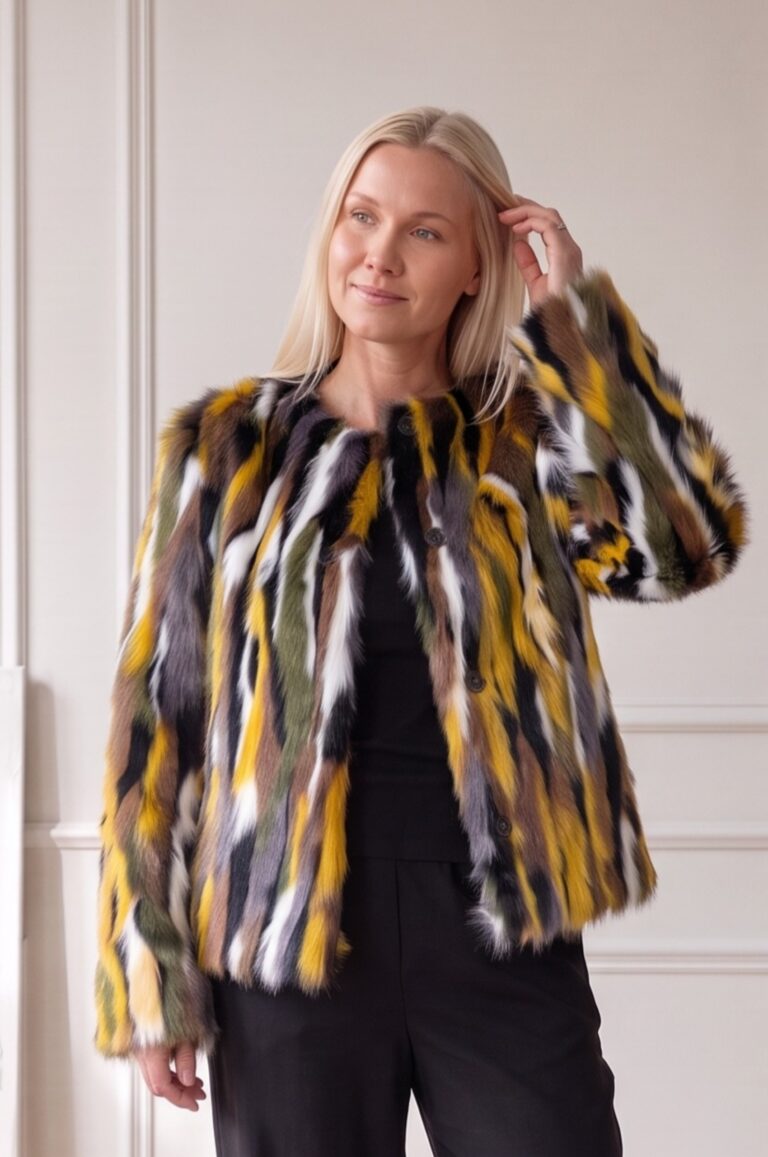 Yukiko Striped Faux Fur Jacket