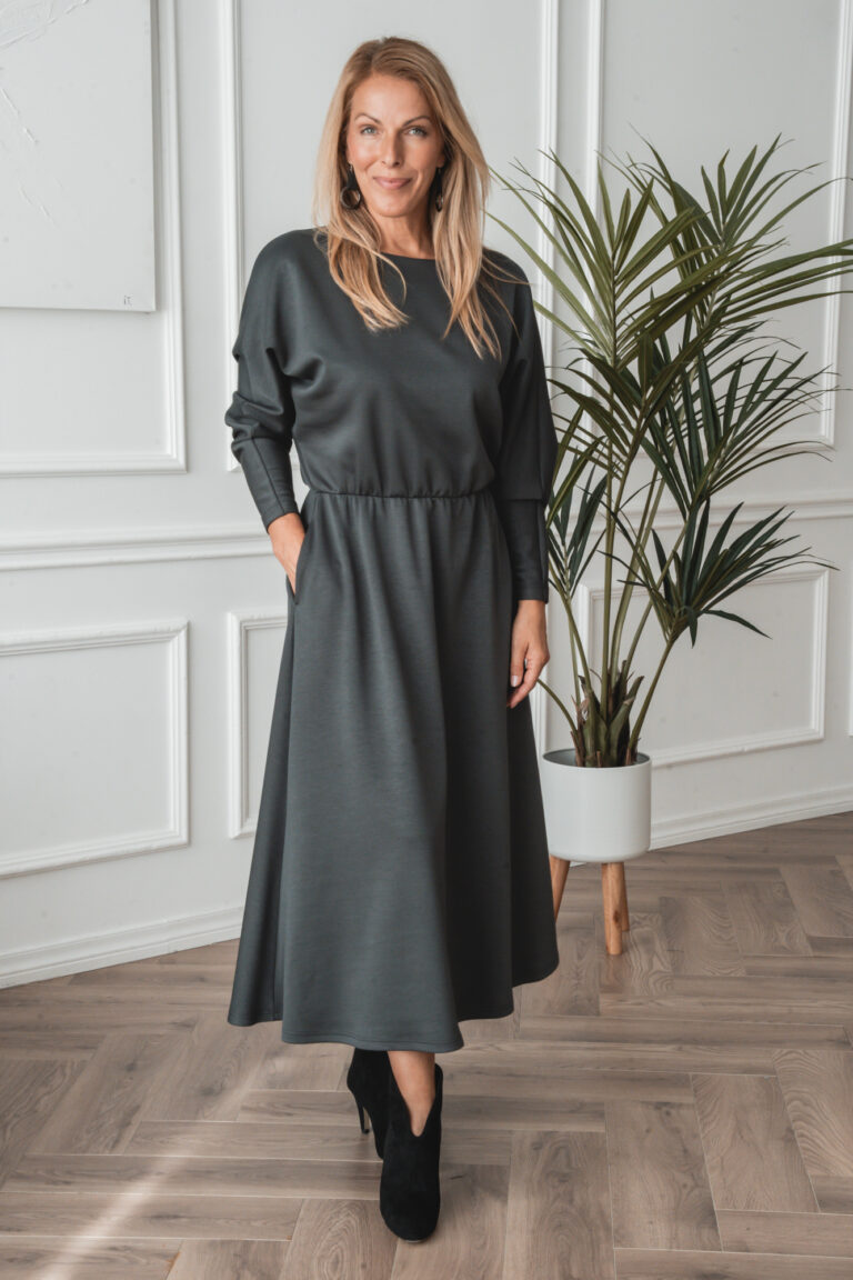 Keiko: A Long, Dark Gray Viscose Dress